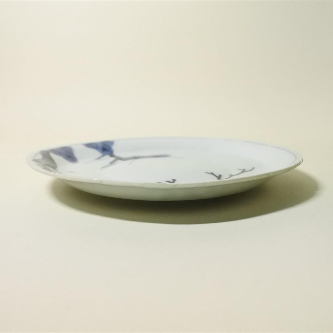 中国　明末清初　古染付　松図　皿　骨董品　アンティーク