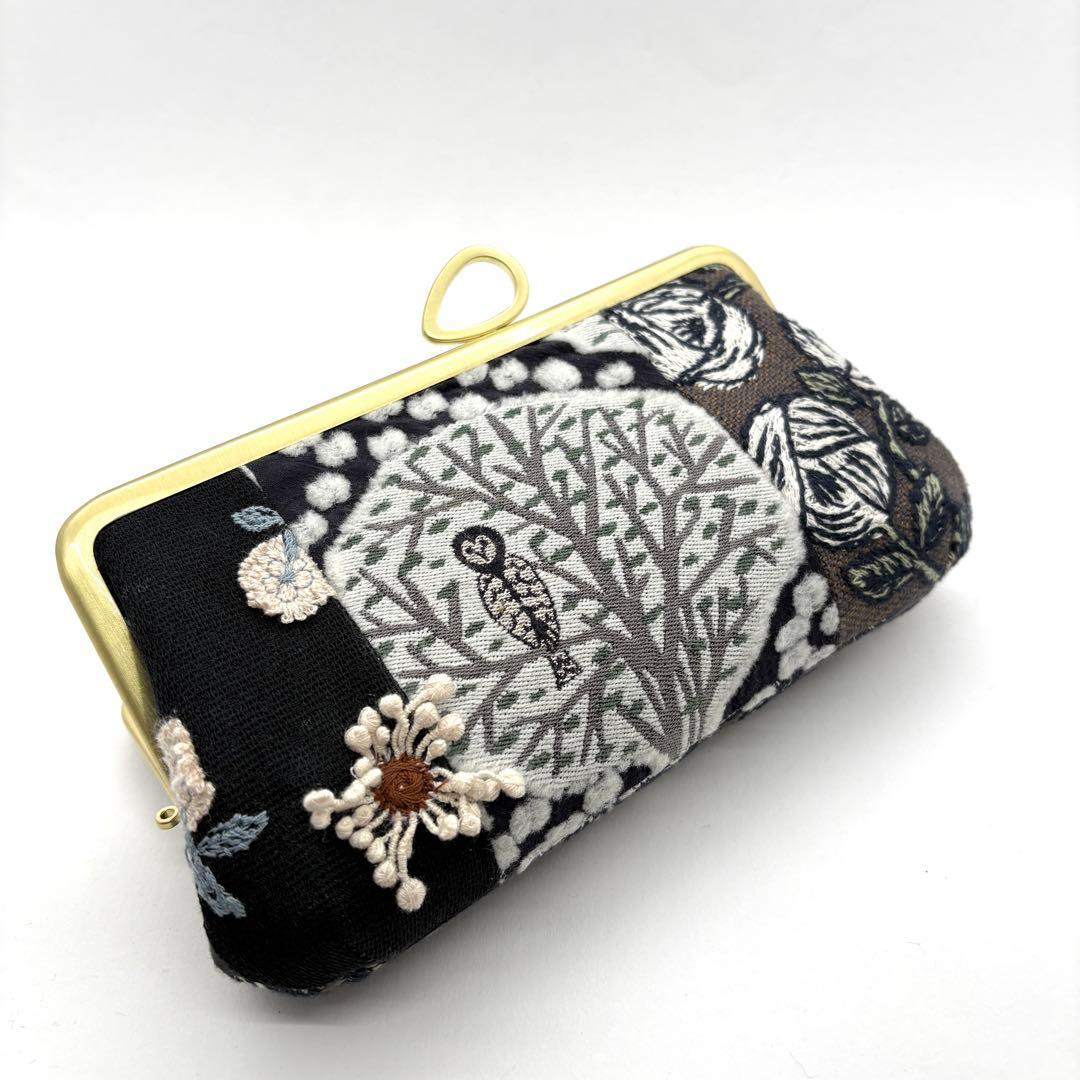 ミナペルホネンハンドメイドパッチワークリボン口金親子がま口長財布