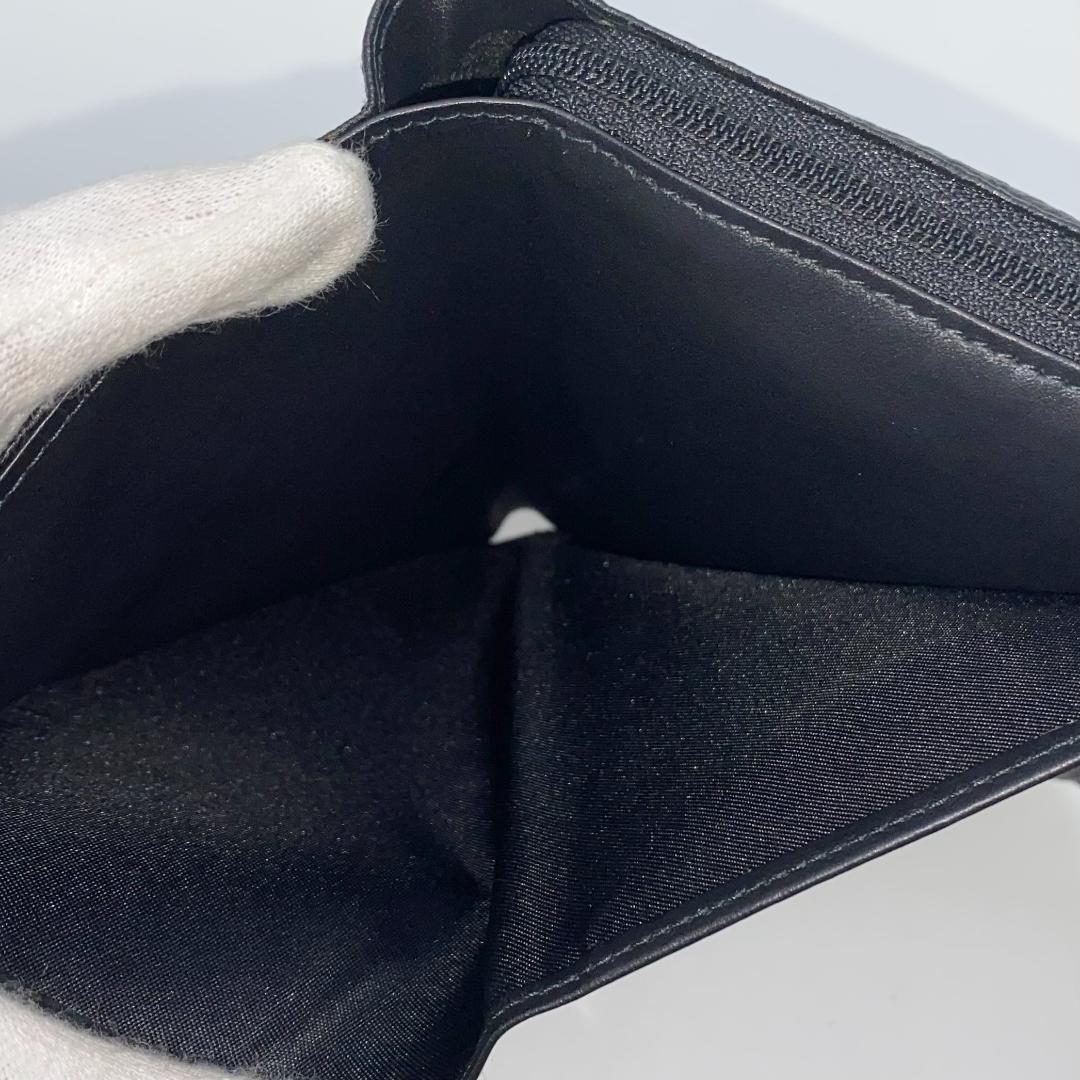 ロエベ 折り財布 リピートアナグラム ブラック ナイロン レザー シルバー金具