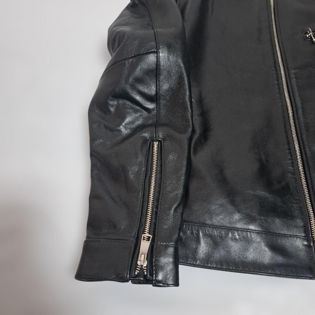 FORTIME羊革 シングルライダースジャケット ブラック Lサイズ