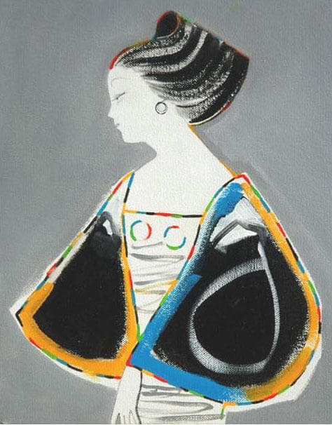 油絵 菅家令子 絵 絵画 インテリア 額付(青緑＋銀) F3-010411 女性