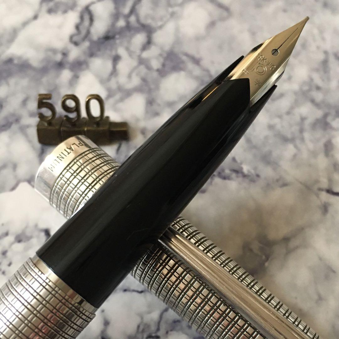 590オーバーホール済 万年筆 PLATINUM プラチナ 18k WG Platinum Vicoh