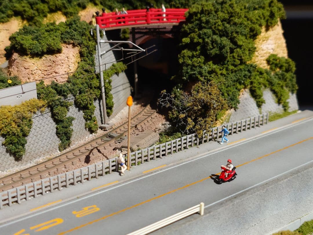 Nゲージ江ノ電ジオラマ。900mm程度✕600mm