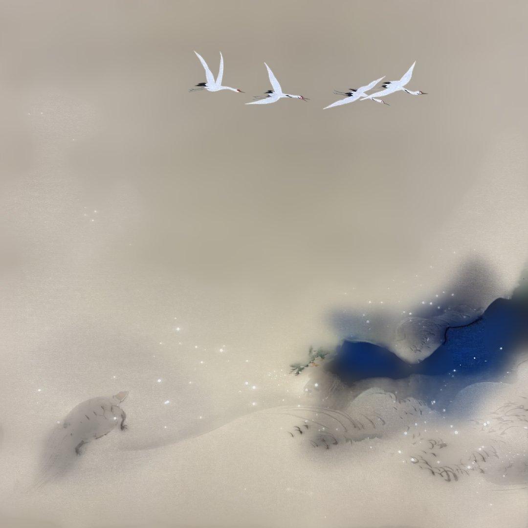 美品 掛け軸 酒井抱一筆 大幅「蓬莱山」日の出 縁起物 正月掛け 名品 印刷