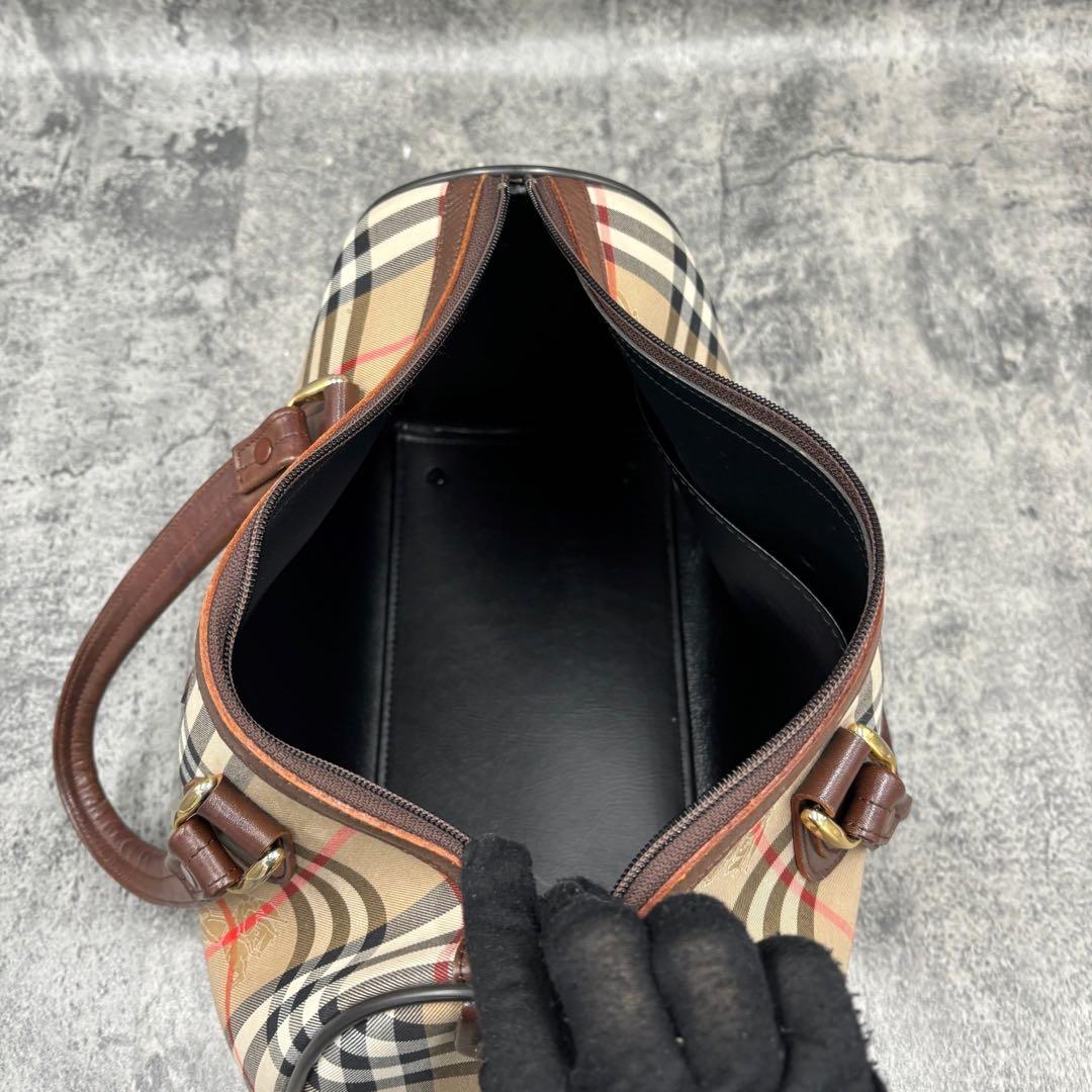 極美品　希少 バーバリー　ミニボストンバッグ　ノバチェック　シャドーホース　ロゴ