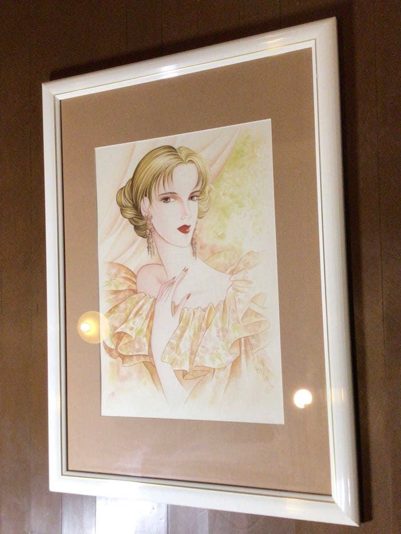 ◉真作保証 久下じゅんこ 水彩10号 原画『陽影の舞姫』1点物 サイン額装つき