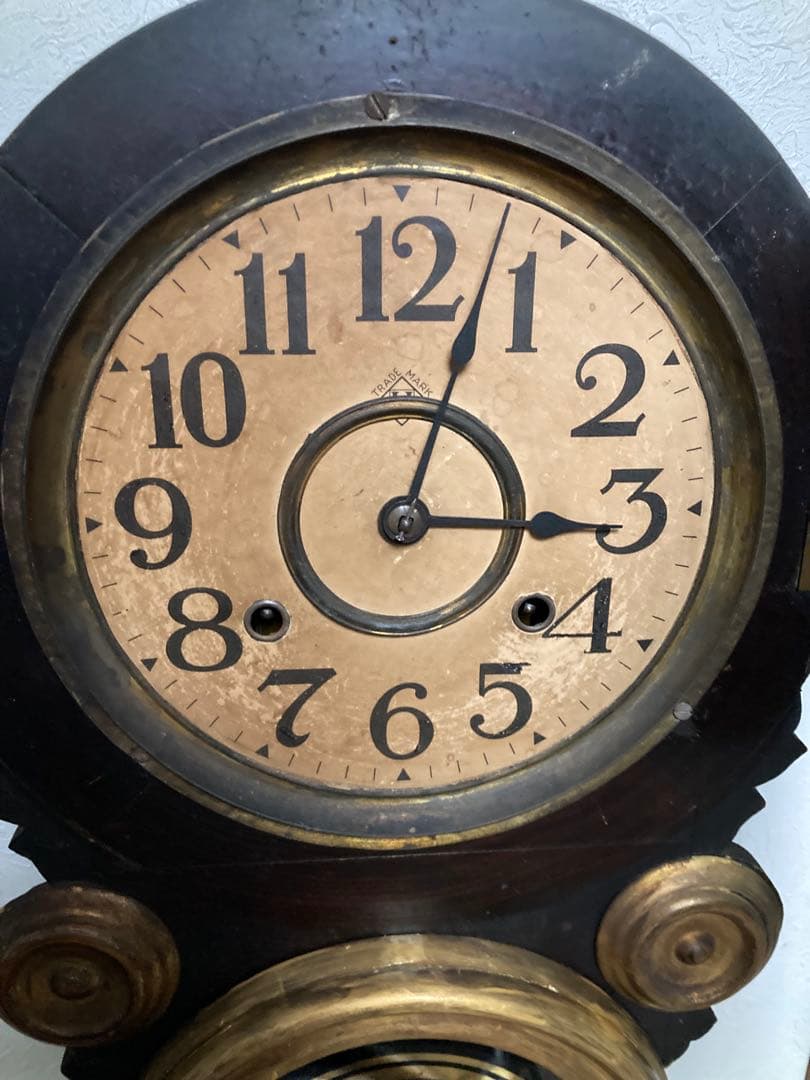 アンティーク イングラハムダルマ時計 文字盤変更歴有り 8日巻振り子時計