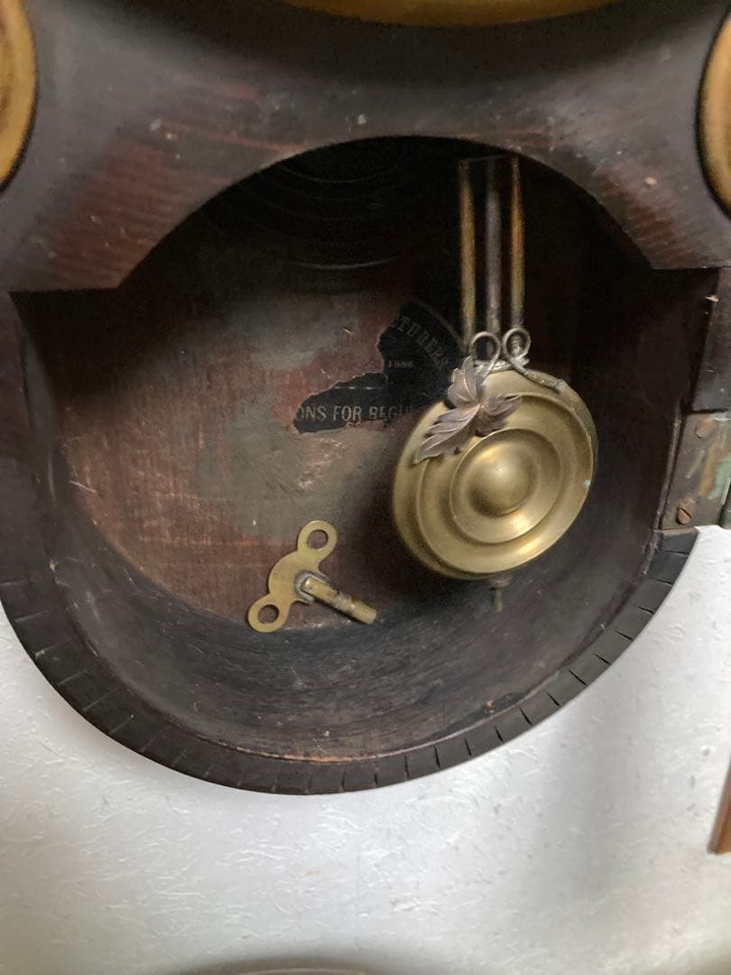 アンティーク イングラハムダルマ時計 文字盤変更歴有り 8日巻振り子時計