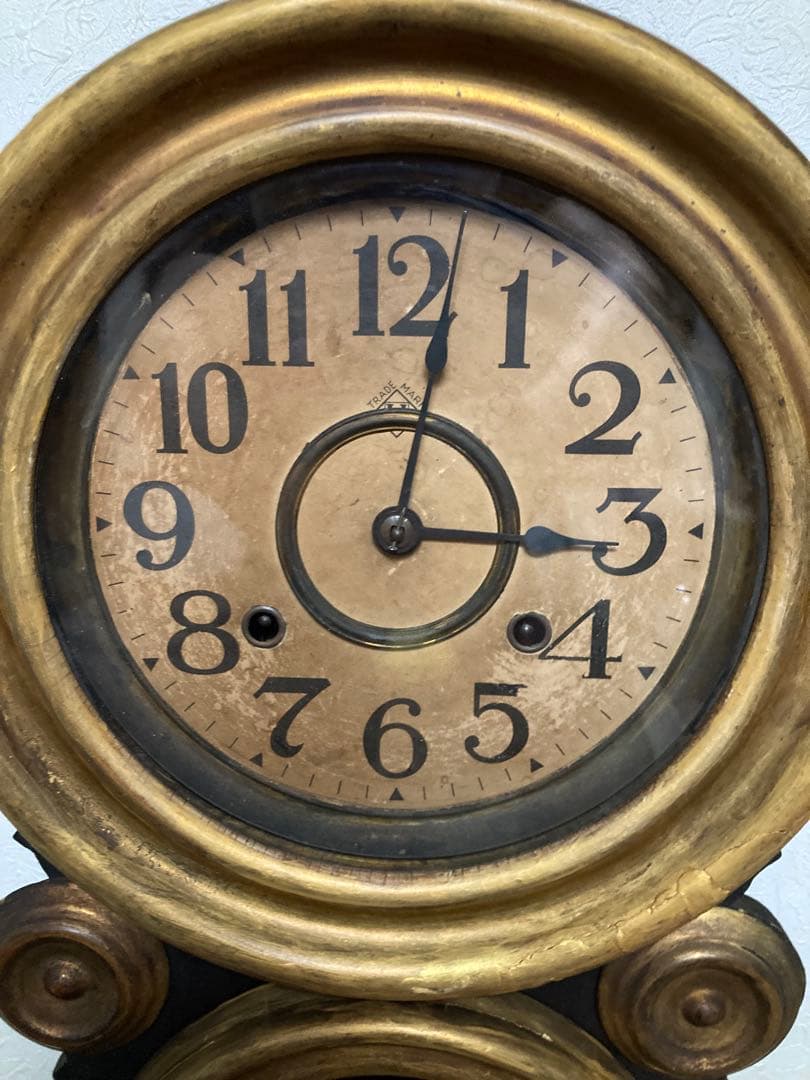 アンティーク イングラハムダルマ時計 文字盤変更歴有り 8日巻振り子時計