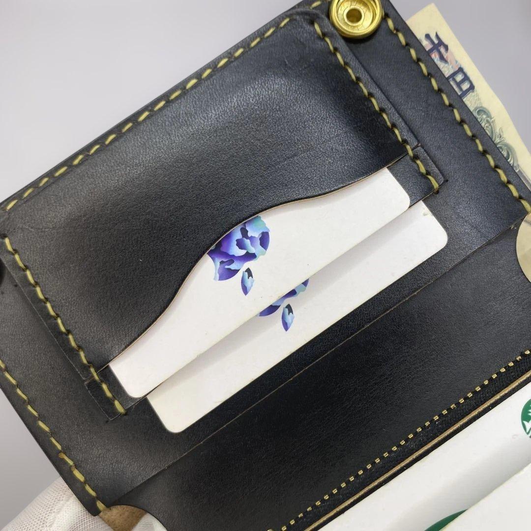 お札折らずに収納できる無骨な手染めミドルトラッカーウォレット BTW01