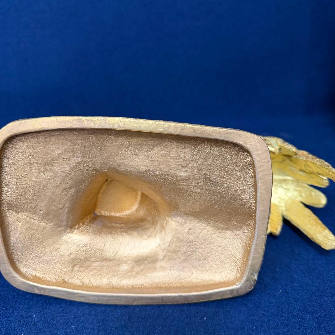 富永直樹 御神鶏 ブロンズ 本金箔仕上 置物 オブジェ 共箱 木箱