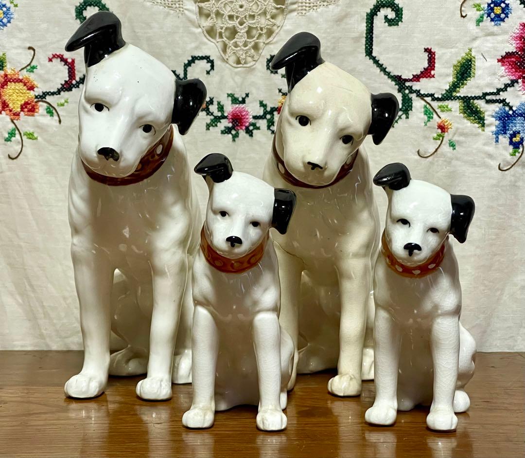 昭和レトロ】ビクター 犬ニッパー陶製置物10体まとめ売りアンティーク
