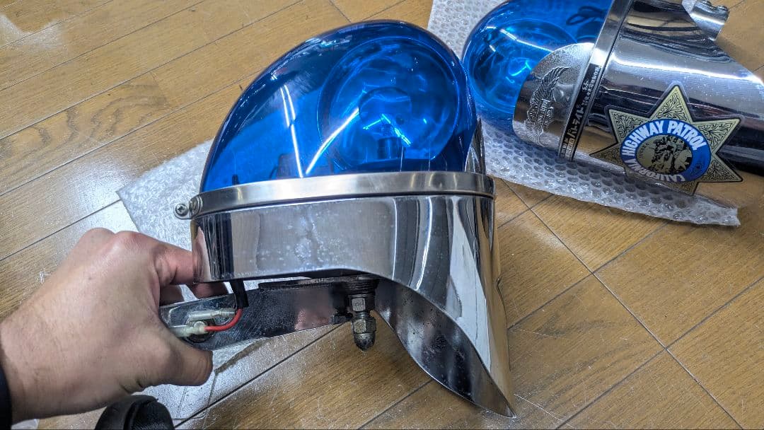 パトライト 回転灯 青 パイプクランプステー付き ハーレー - メルカリ
