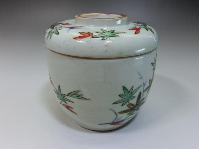 蓋物□紅葉 蓋茶碗 赤絵染付 蓋器(江戸後期～明治期) 鳩居堂 蓋