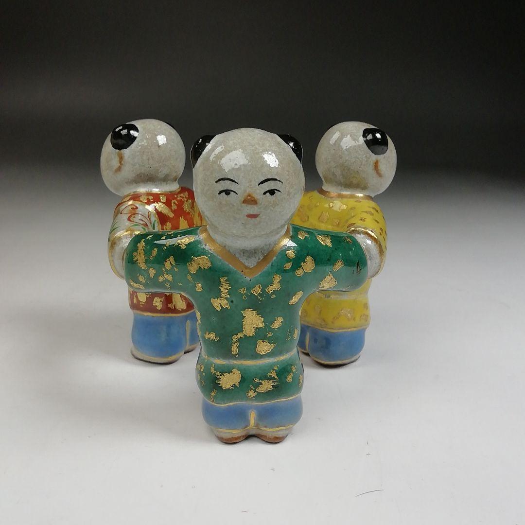 Ｗ１０　蓋置　『三ツ人形　蓋置』『中村秋峰 造』　共箱　茶道具