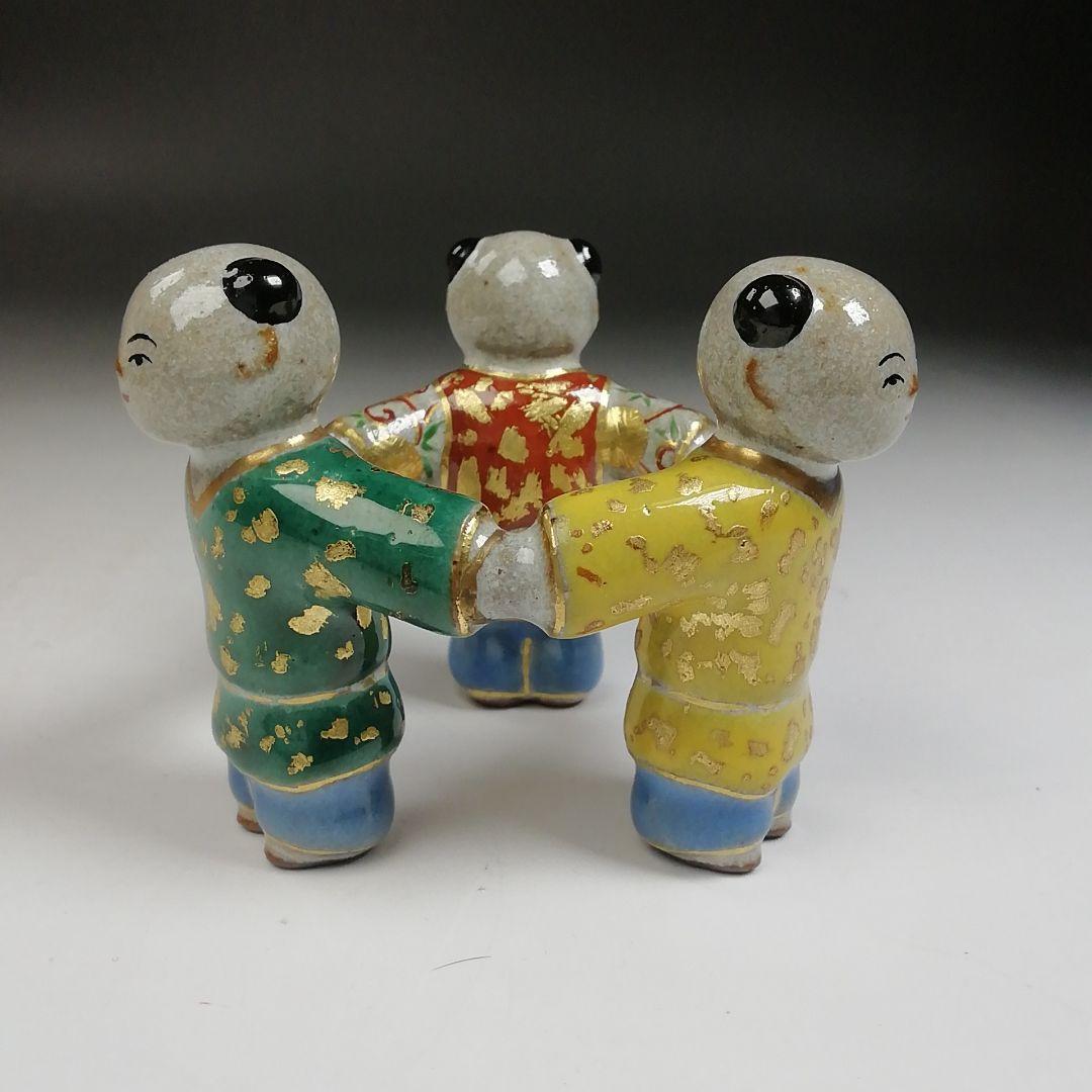 Ｗ１０　蓋置　『三ツ人形　蓋置』『中村秋峰 造』　共箱　茶道具