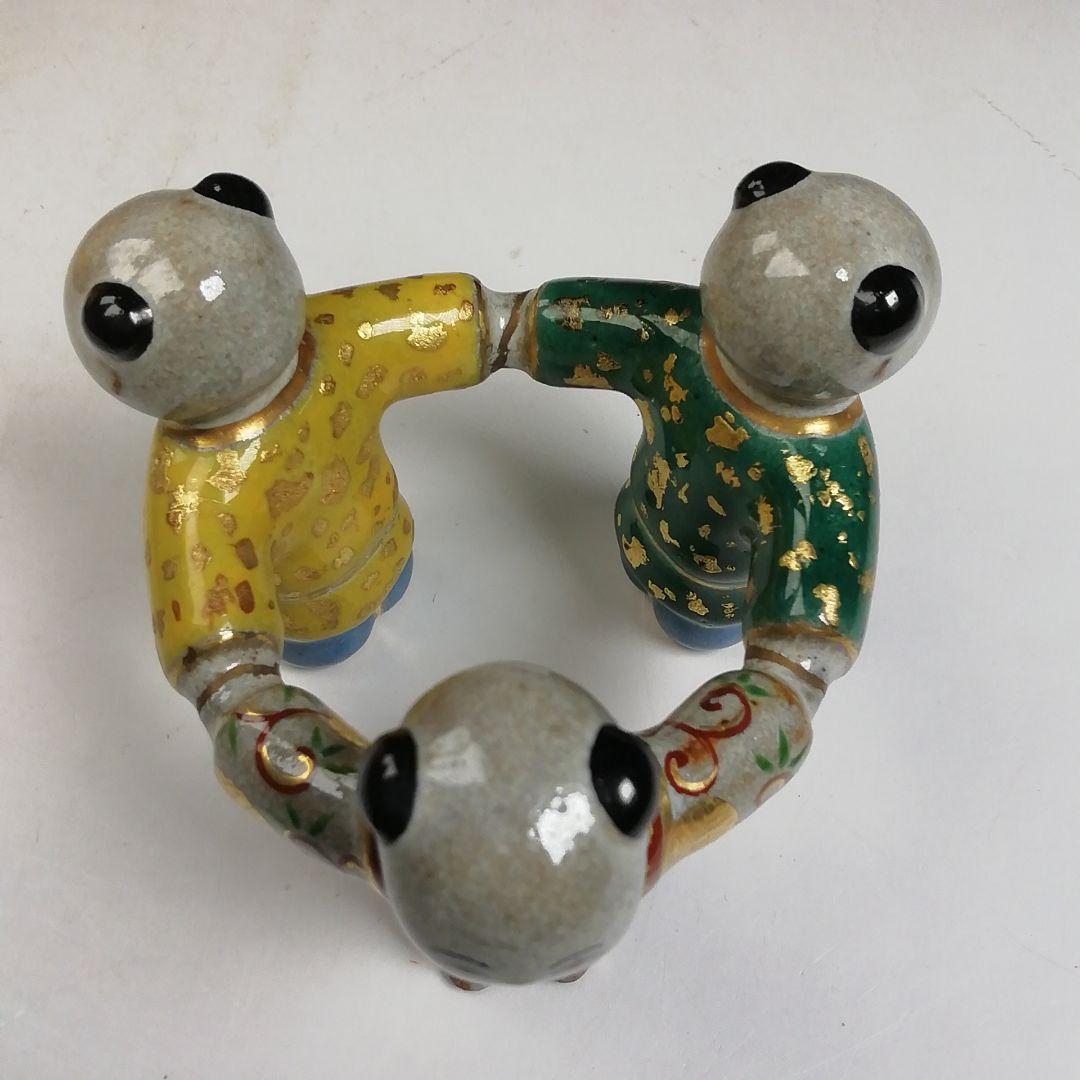 W10 蓋置 『三ツ人形 蓋置』『中村秋峰 造』 共箱 茶道具