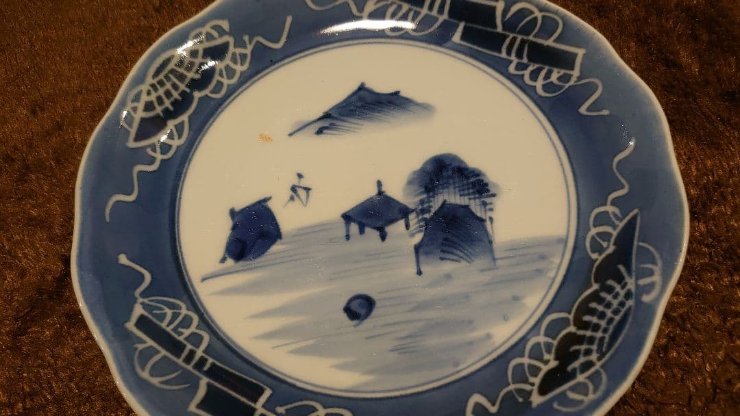 古伊万里　伊万里　染付　白抜　中皿　蔵出し　１客