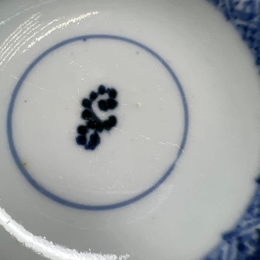 江戸後期　古伊万里　蛸唐草蓋茶碗4客　身口径約10.5㎝東Y7-1208③タサチ