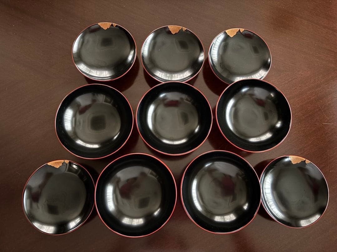 輪島塗 白水 菊紋様塗り椀 5客 アンティーク