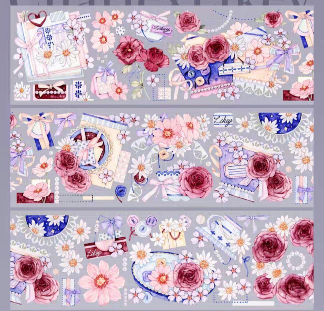 巻売 493☆ 海外 マスキングテープ マステ PET 装飾 花 虹光