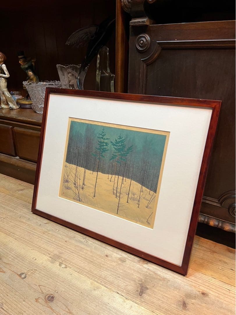 高田誠 残雪景色 絵画 アート 額縁 インテリア 日本画