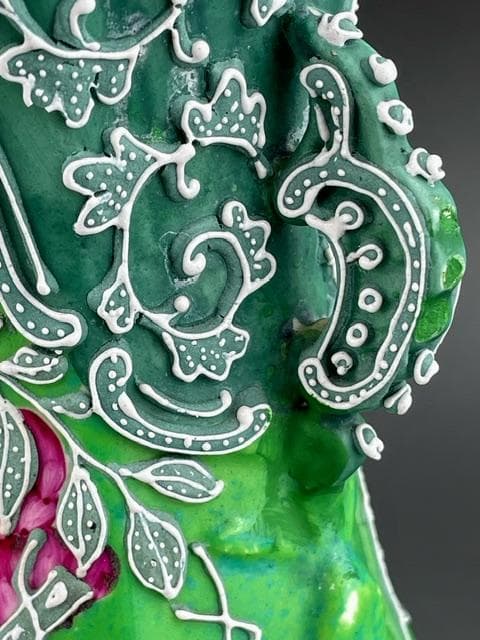 希少】オールドニッポン 緑地藤紋一陳盛り花瓶 アールヌーボー様式