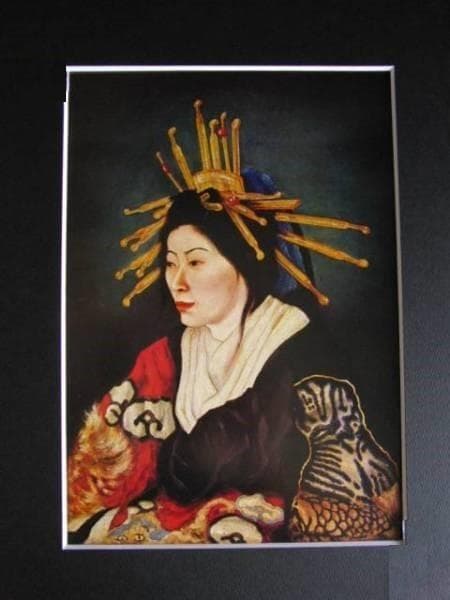 高橋 由一 、川鱒図、希少な額装用画集画、状態良好