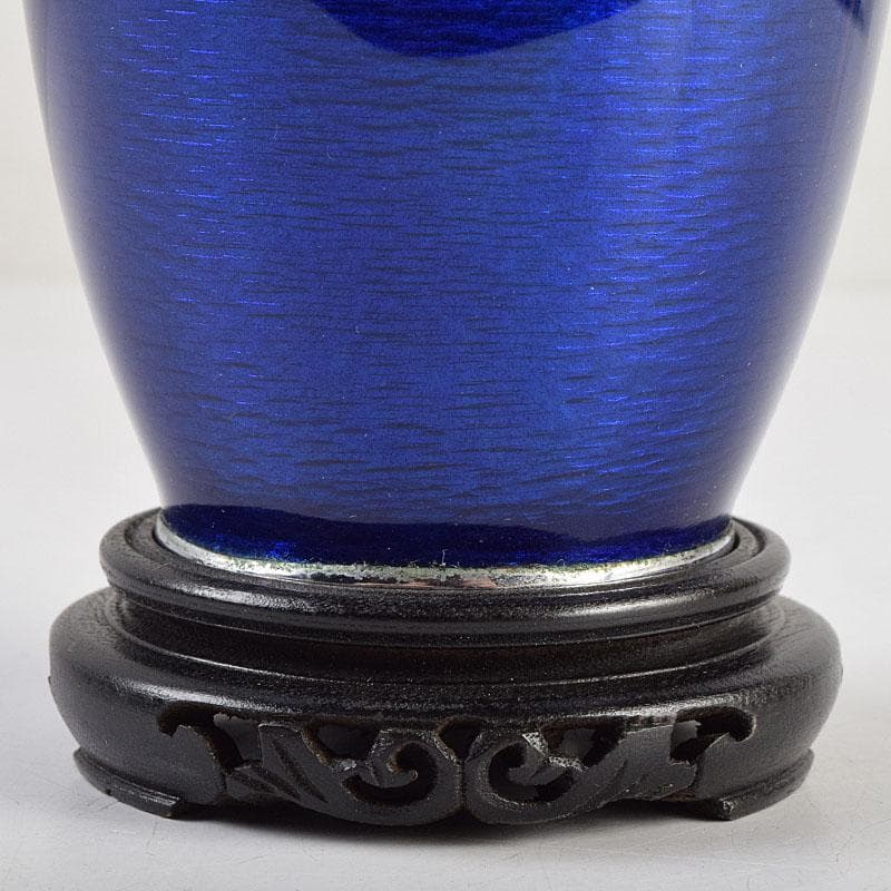 七宝焼 青透釉 花鳥文 花瓶 唐木台・時代箱付 M R9422 - メルカリ