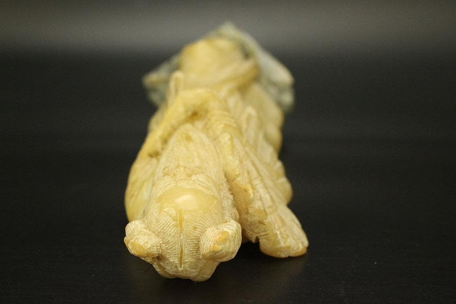 中国美術 蝋石 寿老人 置物(ZE468)