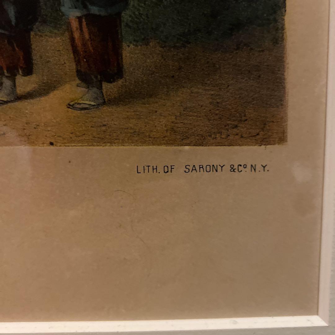 保証書/鑑定書付き】黒船来航 ペリー提督横浜上陸 石版画 ハイネ作