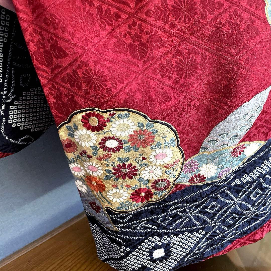 振袖フルセット 高身長 ➕サイズ 絞り 手刺繍 成人式振袖 振袖 裄丈70