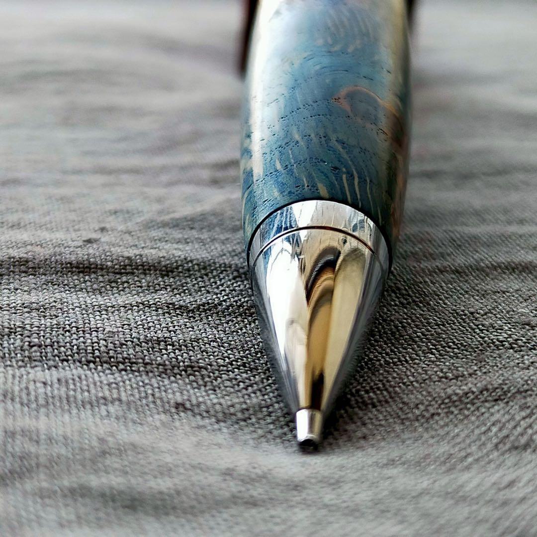 【水鳥】　ハンドメイド　木軸シャープぺン　スタビライズドウッド　0.5mm