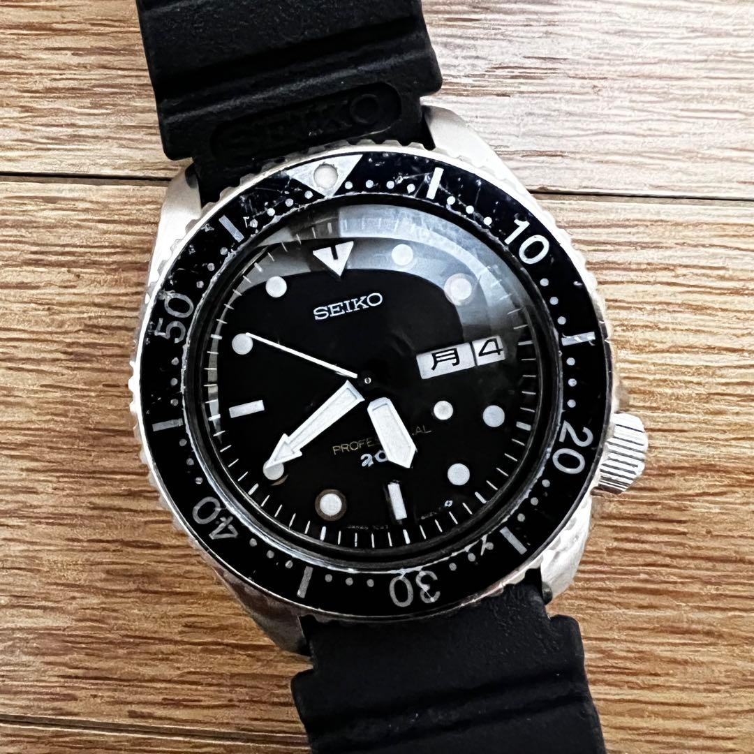 希少価値　初期1986年製 精工舎　稼働ビンテージダイバー 200mベルトセット