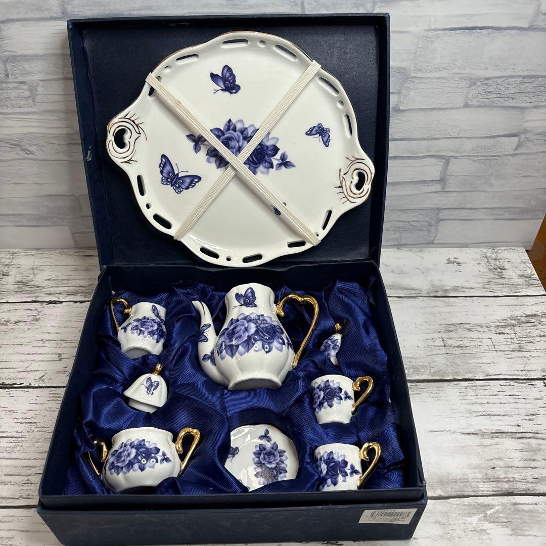 KOBE ALPHALPHA ミニチュア ティーセット 花柄 ミニチュア陶器置物