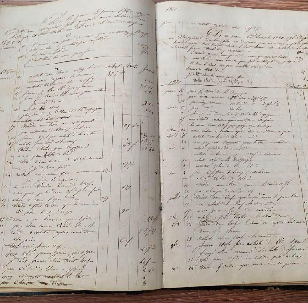 1800年代 フランス　大判帳簿１冊　c15