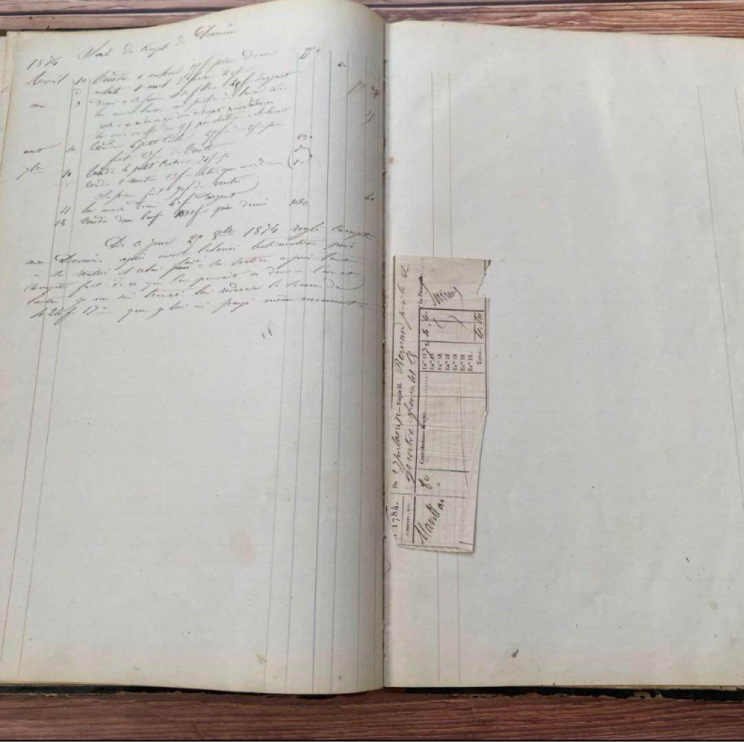 1800年代 フランス　大判帳簿１冊　c15