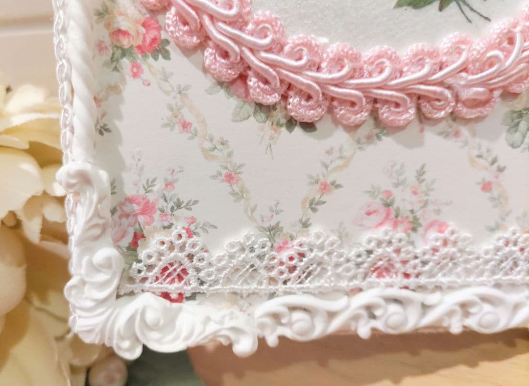 花薔薇のレースの卓上パーテーションミニ3連 花薔薇のレースの卓上