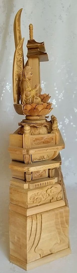 三宝尊 [中#83] 題目宝塔 釈迦如来坐像 多宝如来坐像 ◇白檀 木彫