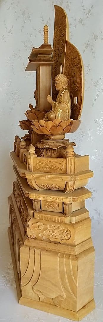三宝尊 [中#83] 題目宝塔 釈迦如来坐像 多宝如来坐像 ◇白檀 木彫