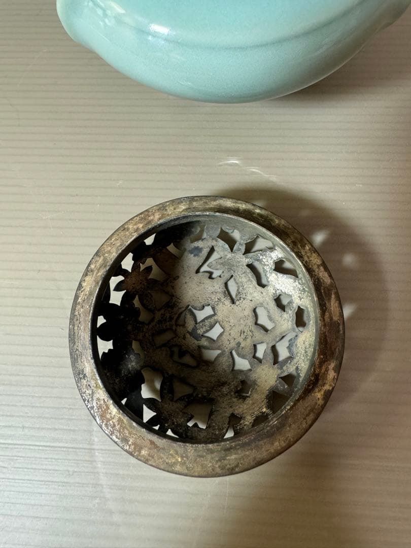 2811 青磁　三足　香炉　時代物