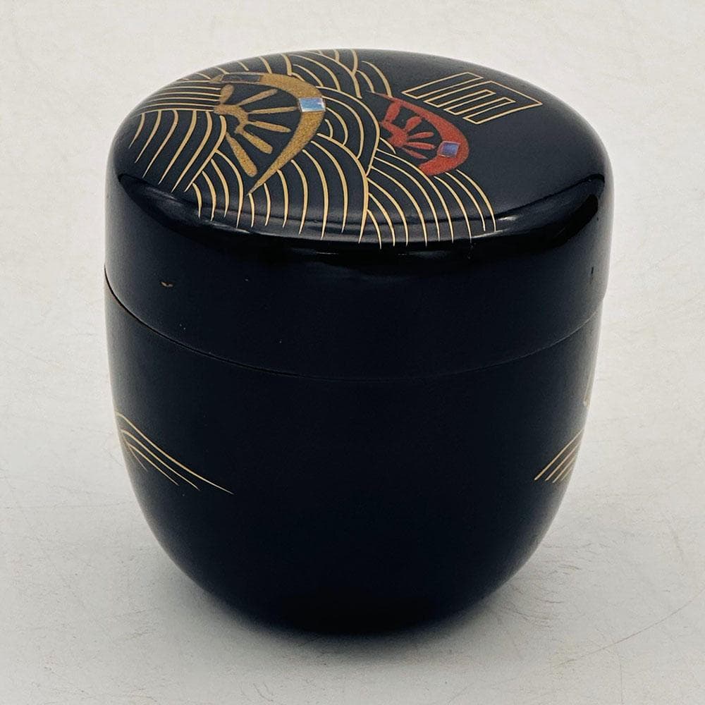 T 時代物 木製黒漆塗 棗 螺鈿沈金蒔絵 漆器 茶道具 合箱