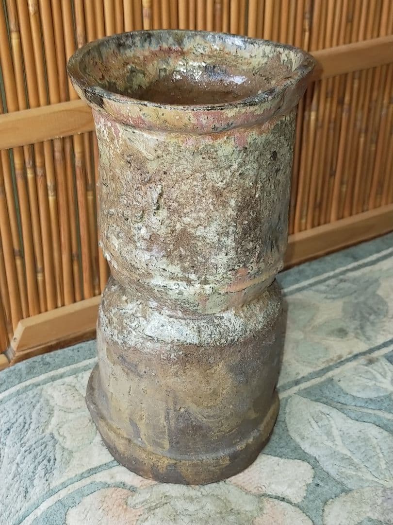 ♥長春 天山 　窯変灰被花入　銘【鶴寿】　花瓶　花器　花入れ