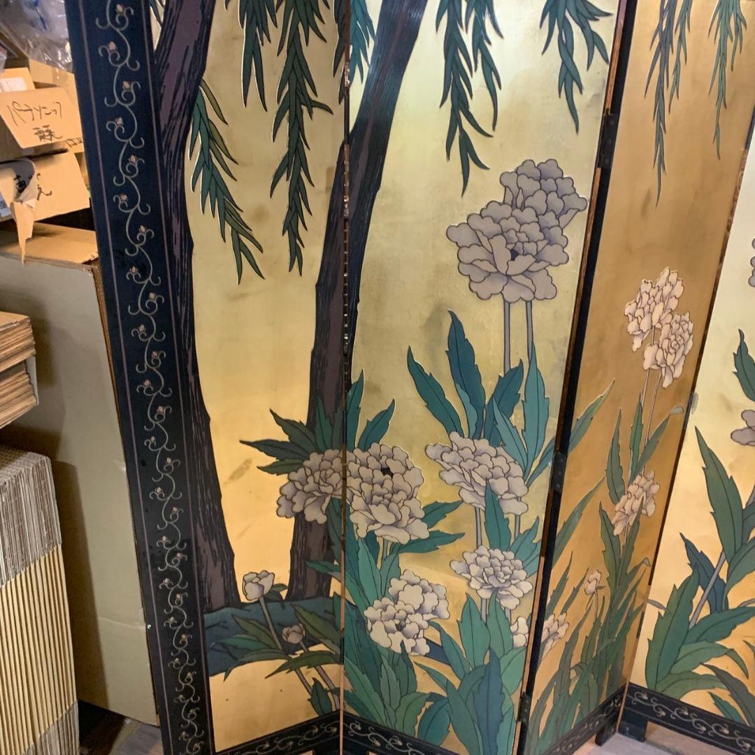 H923 金花屏風 衝立 間仕切り 6連 両面 2WAY