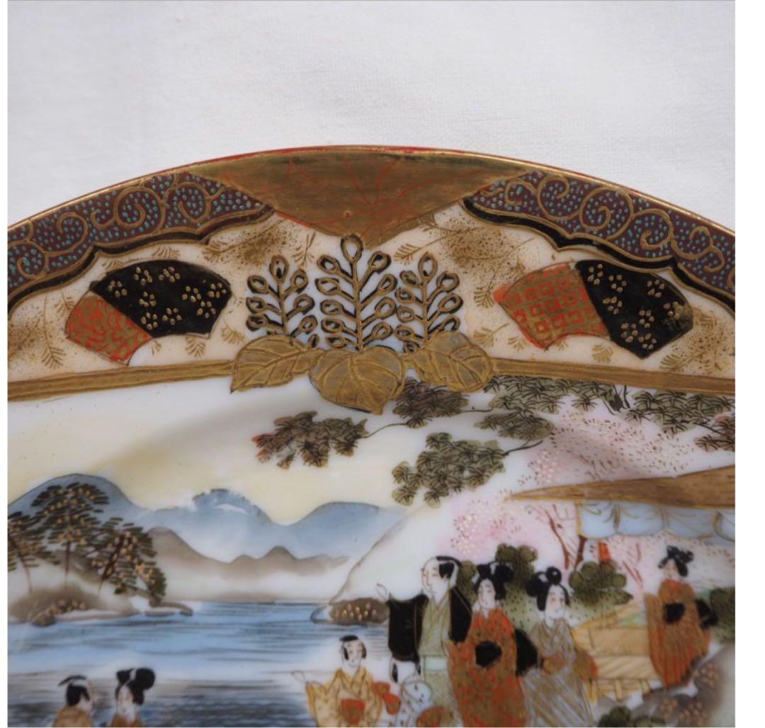 送料無料　明治時代　加賀国奥？製　九谷焼細密絵皿　径18ｃｍ