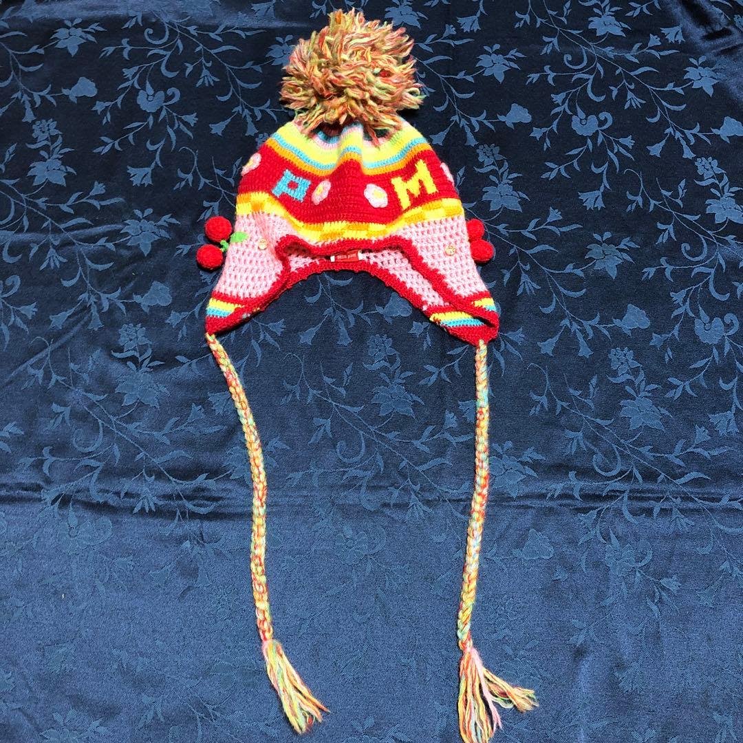 カラフル編み物スカートと帽子セット（ペチコート付）