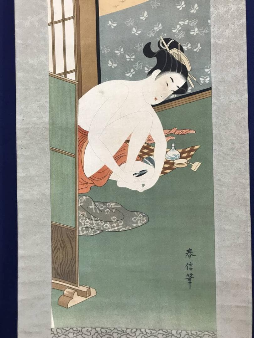 【複製】鈴木春信/浮世絵美人図/美人画/工芸品/掛軸/名家伝来/AC-546