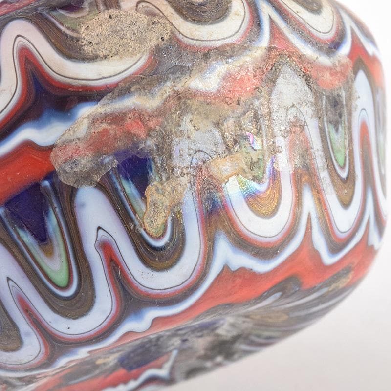 アンティーク 古代 ベネチアンガラス ローマン硝子 古壷 V R7612