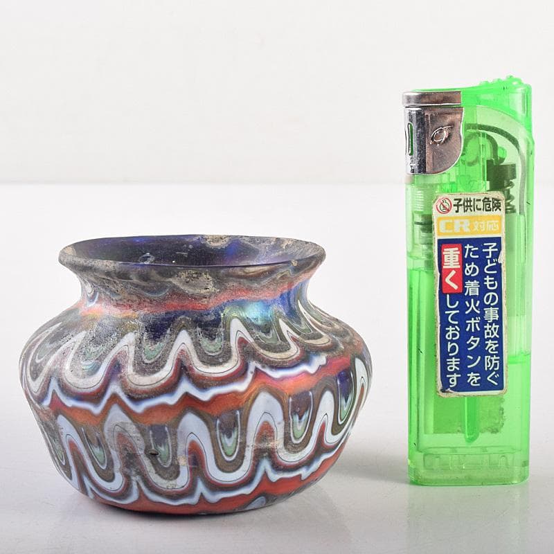 アンティーク 古代 ベネチアンガラス ローマン硝子 古壷 V R7612
