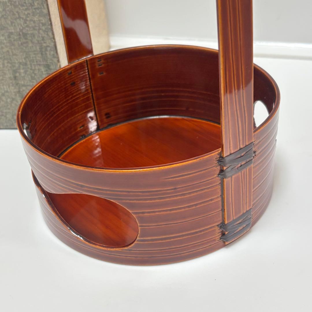 飛騨春慶塗 莨盆 瓢透し手付 春次 箱入 茶道具 漆器